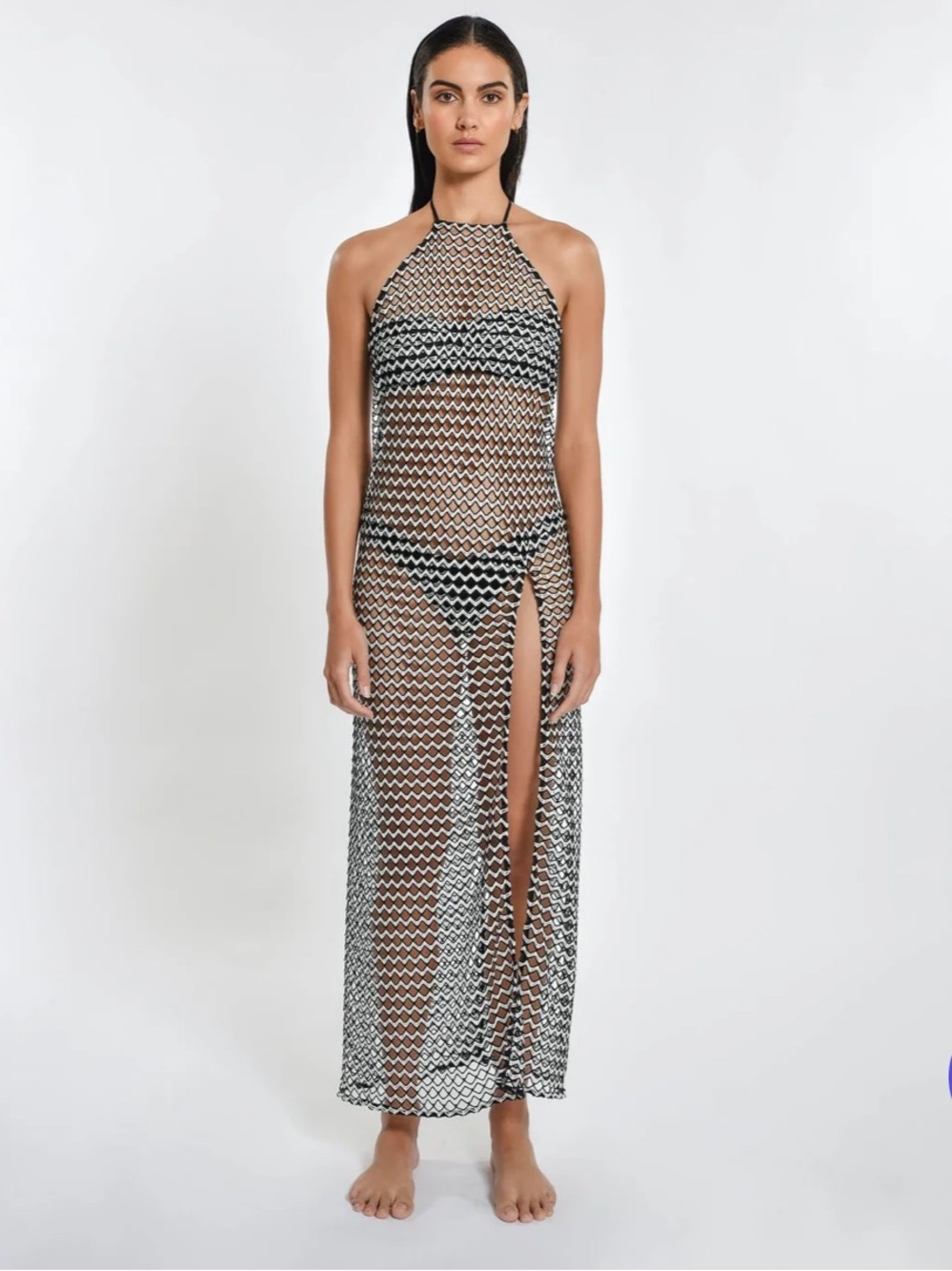 PEIXOTO Domino Day Harley Halter Maxi Dress - Black & White
